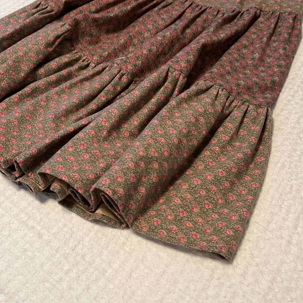 Laura Me Cotton Blend Tiered Midi Floral Print Elastic Waist Skirt with Tie Belt - Picture 5 of 16